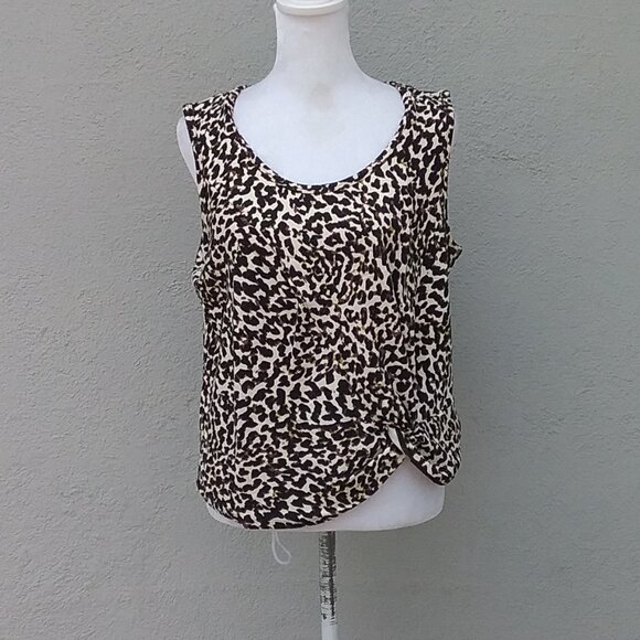 Cabi Top Women's Size Small Black Brown Tan Animal Print Knit Tank Top - Picture 1 of 5